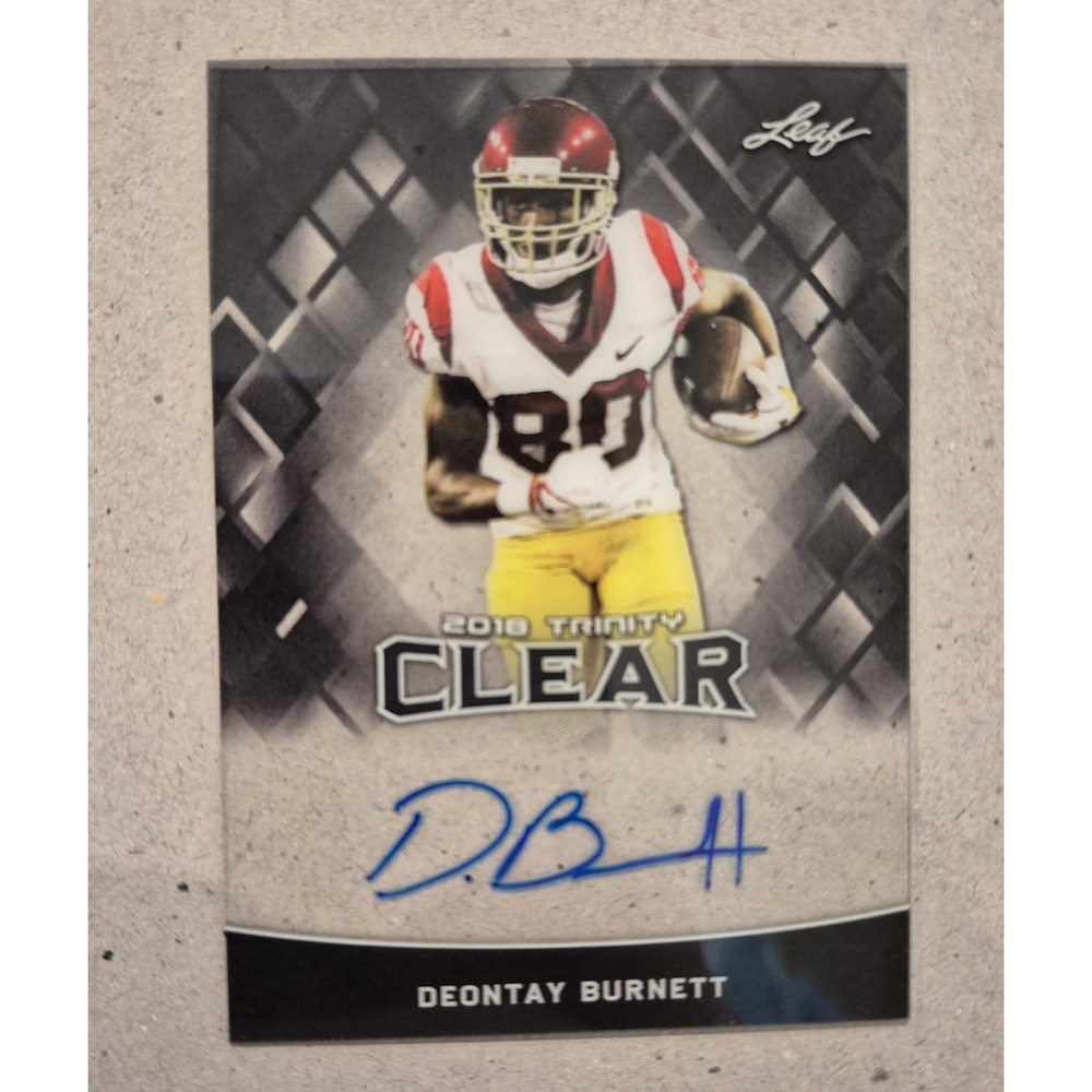 2018 Leaf Trinity Clear Deontay Burnett  #CA-DBI Gold Auto 1/1 (RC)‎ (AU) Titans - Picture 4 of 4
